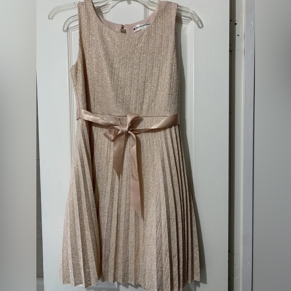 Chic Shimmering Girld Dress with Satin Ribbon 16